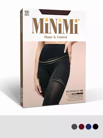 Утягивающие колготки из микрофибры minimi micro&slim 100 nero, , 3, MINIMI, - 1