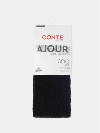 Тёплые ажурные колготки conte ajour 300 nero, , 4, CONTE ELEGANT, - 1