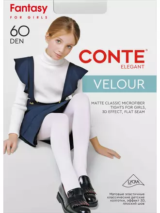 Детские нарядные колготки velour 60 bianco, , 116-122, CONTE ELEGANT, - 1