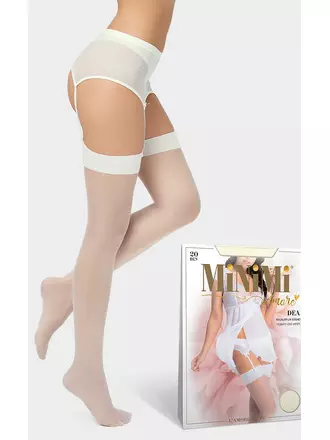 Чулки под пояс minimi dea 20 avorio, , 3 (M/L), MINIMI, - 1