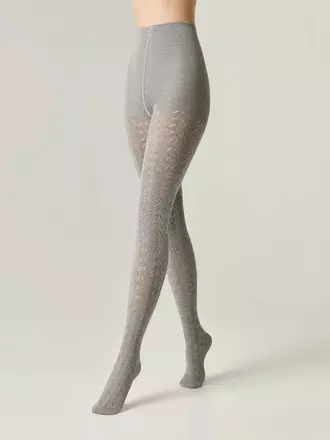 Тёплые ажурные колготки conte ajour 300 grey, , 2, CONTE ELEGANT, - 1