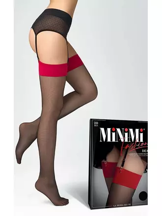 Чулки без силикона minimi dea 20 nero/rosso, , 2 (S/M), MINIMI, - 1