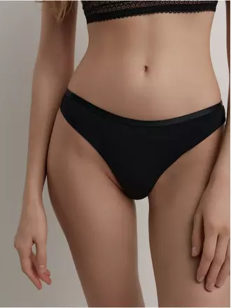 Трусы «бикини» из фактурного кружева и хлопка lace twist lb 1992 black, , 106/XL, CONTE ELEGANT, - 1