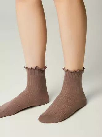 Носки без резинки с волнистым бортом tip-top 1019 кофейный, , 16-18, CONTE-KIDS, - 1