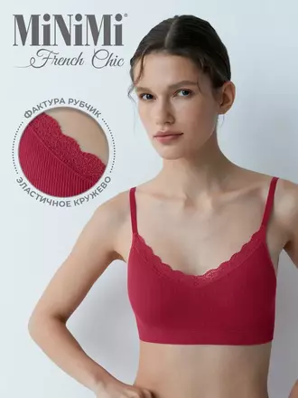 Топ на тонких бретелях с вкладышами minimi 1011s french chic lampone, , 48/50 (l/xl), MINIMI, - 1