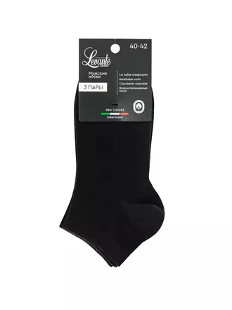 Носки мужские (укороченные) levante l0253s (3 пары) black, , 40-42 (25-27), LEVANTE, - 1