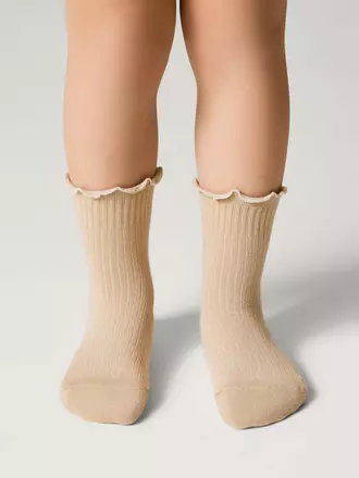 Носки с декоративным волнистым бортом tip-top 1019 бежевый, , 16-18, CONTE-KIDS, - 1
