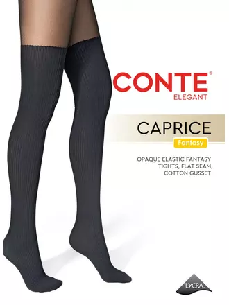 Колготки с имитацией гольфинов в рубчик caprice nero, , 2, CONTE ELEGANT, - 1
