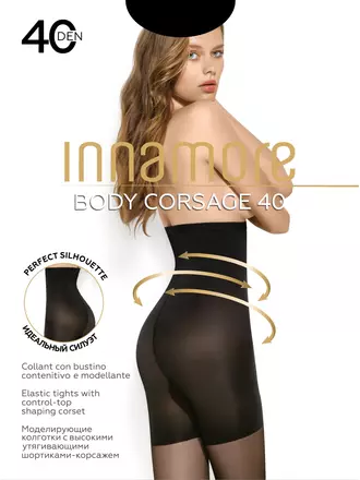 Колготки innamore body corsage 40 nero, , 2, INNAMORE, - 1