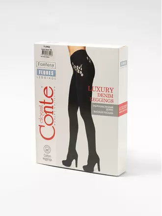 Ультраэластичные джеггинсы с металлической вышивкой flores nero, , 164-98/M, CONTE ELEGANT, - 1