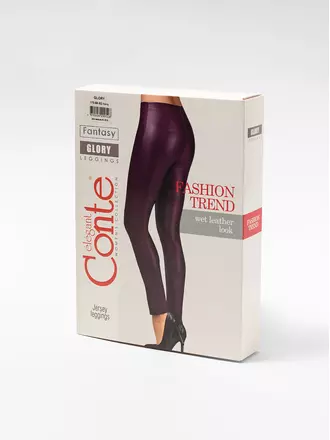 Эффектные леггинсы "под кожу" glory bordo, , 170-84-92/XS, CONTE ELEGANT, - 1