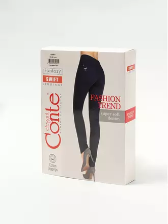 Ультрамягкие джеггинсы с высокой посадкой swift new темно-синий, , 164-90/XS, CONTE ELEGANT, - 1