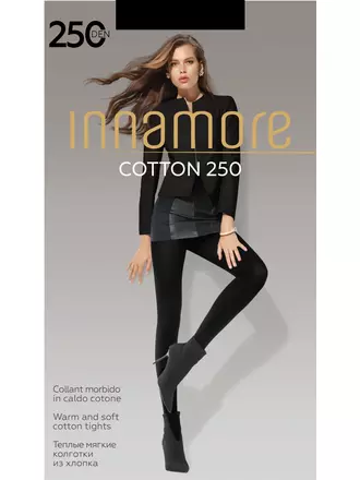 Колготки innamore cotton 250 nero, , 5, INNAMORE, - 1