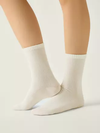 Удлинённые женские носки conte classic 751 молочный, , 36-38 (23-25), CONTE ELEGANT, - 1