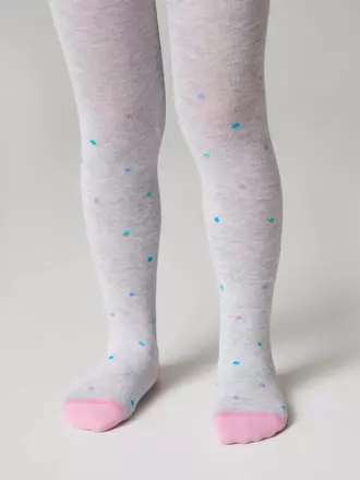 Колготки в цветной горошек tip-top 711 светло-серый, , 92-98 (14), CONTE-KIDS, - 1