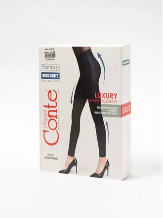 Моделирующие женские леггинсы miss conte с высокой посадкой из искусственной кожи black, , 164-90/XS, CONTE ELEGANT, - 1