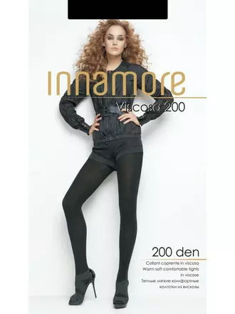 Колготки innamore viscosa 200 nero, , 4, INNAMORE, - 1
