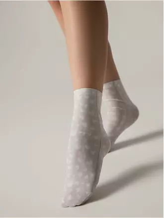 Носки с рисунком «белые сердечки» fantasy 70 den 145 mix, , 36-39 (23-25), CONTE ELEGANT, - 1