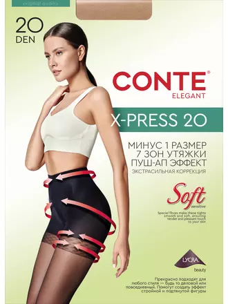 Колготки женские conte x-press 20 nero, , 3, CONTE ELEGANT, - 1