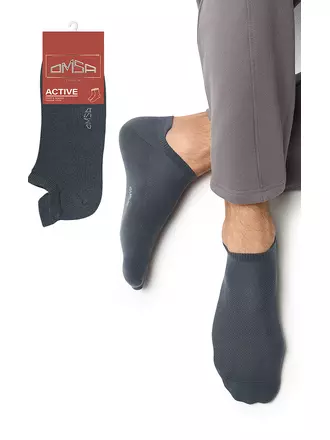 Мужские укороченные носки из хлопка omsa active 113 grigio scuro, , 39-41 (25-27), OMSA, - 1