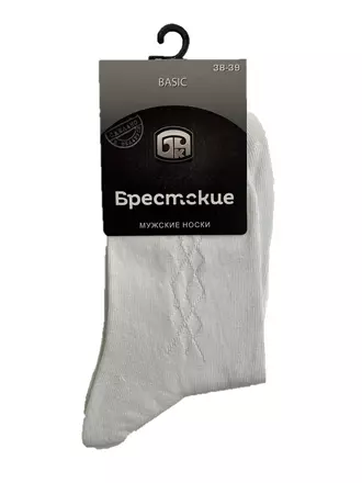 Классические мужские носки брестские 2209 белый, , 38-39 (23), БРЕСТСКИЕ, - 1