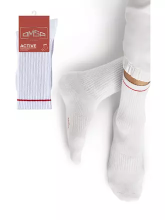 Мужские высокие носки omsa active 115 bianco/rosso, , 39-41 (25-27), OMSA, - 1