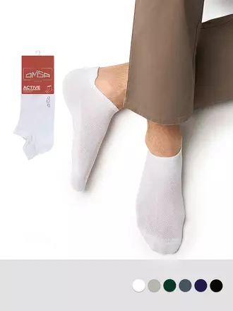 Мужские укороченные носки из хлопка omsa active 113 bianco, , 39-41 (25-27), OMSA, - 1