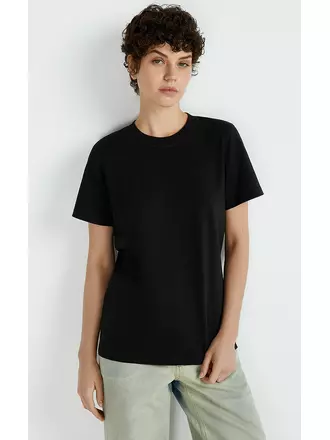 Футболка женская приталенного силуэта omsa omt_d1203 nero, , 50 (XL), OMSA, - 1