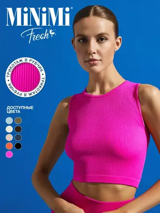 Cпортивный топ в рубчик (кашкорсе) minimi 1241as fresh barbie, , 48 (L), MINIMI, - 1
