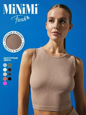 Cпортивный топ в рубчик (кашкорсе) minimi 1241as fresh cappuccino, , 48 (L), MINIMI, - 1
