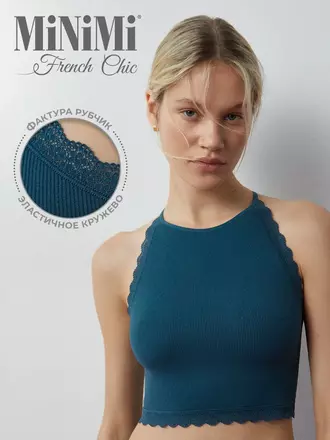 Топ в рубчик на тонких бретелях minimi 1221s french chic oceania, , 42/44 (XS/S), MINIMI, - 1