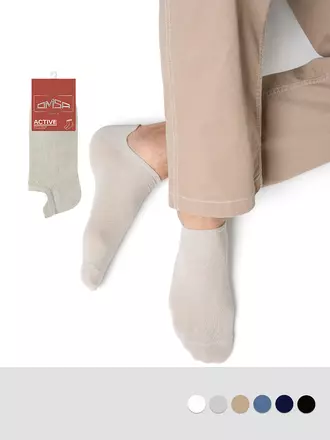 Укороченные мужские носки omsa active 124 grigio chiaro, , 39-41 (25-27), OMSA, - 1