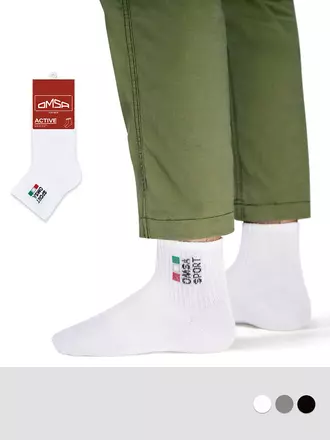 Мужские короткие носки omsa active 117 bianco, , 45-47 (29-31), OMSA, - 1