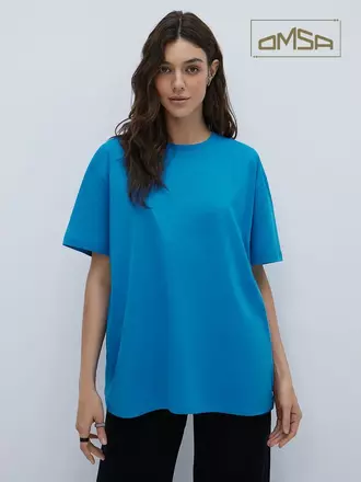 Женская футболка oversize из 100% хлопка omsa omt_d1301 blu, , 48 (L), OMSA, - 1