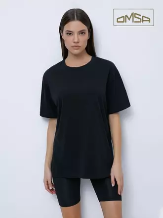 Женская футболка oversize из 100% хлопка omsa omt_d1301 nero, , 50 (XL), OMSA, - 1