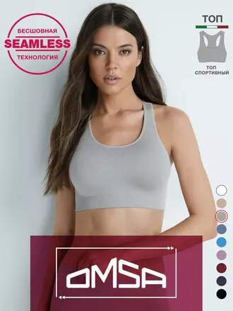 Топ спортивный на широких бретелях omsa oms142 latte, , 48/50 (L/XL), OMSA, - 1