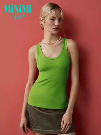 Майка женская на широких бретелях из кашкорсе minimi 1321_01ce lime, , 52 (2XL), MINIMI, - 1