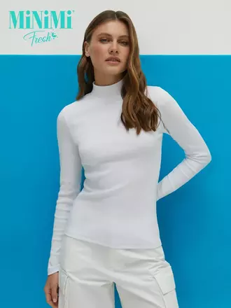 Водолазка женская из кашкорсе minimi 1711с fresh bianco, , 44 (S), MINIMI, - 1