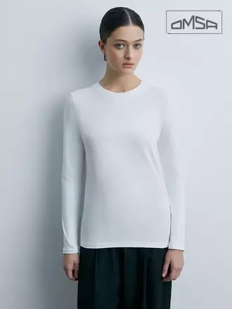 Лонгслив женский прямого кроя omsa omt_d1631 bianco, , 52 (2XL), OMSA, - 1