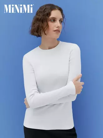 Женский лонгслив из кашкорсе minimi 1611с fresh bianco, , 42 (XS), MINIMI, - 1