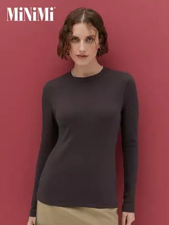 Женский лонгслив из кашкорсе minimi 1611с fresh cioccolata, , 42 (XS), MINIMI, - 1