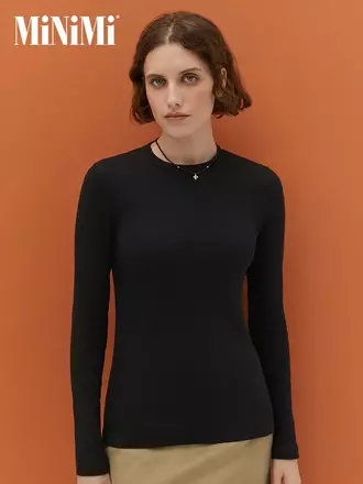 Женский лонгслив из кашкорсе minimi 1611с fresh nero, , 42 (XS), MINIMI, - 1