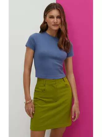Футболка укороченная (кашкорсе) minimi 1421с fresh jeans, , 42 (XS), MINIMI, - 1