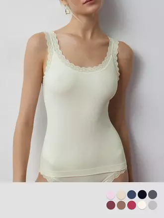Майка в рубчик на широких бретелях minimi 1321s french chic avorio, , 46/48 (M/L), MINIMI, - 1