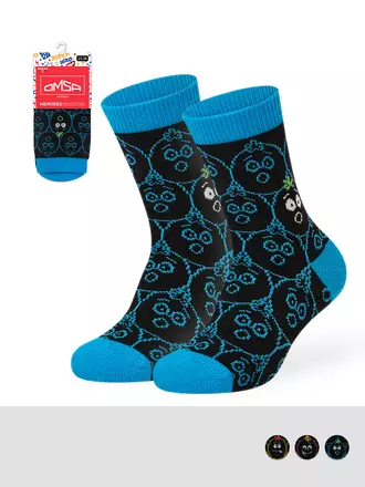 Носки детские (мордочки) omsa kids calzino 21p74 nero/blu, , 27-30 (16-18), OMSA, - 1