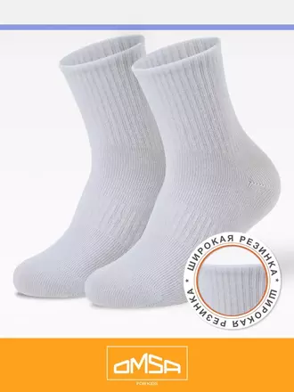 Носки детские с высокой резинкой omsa kids calzino 21s05 bianco/optic, , 35-38 (20-22), OMSA, - 1