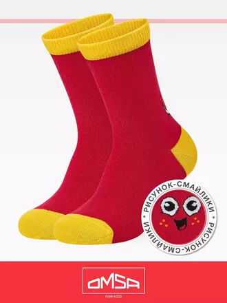 Носки детские (смайлики) omsa kids calzino 21p42 rosso, , 19-22 (12-14), OMSA, - 1