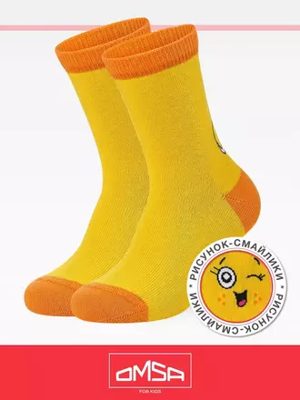 Носки детские (смайлики) omsa kids calzino 21p42 giallo, , 23-26 (14-16), OMSA, - 1