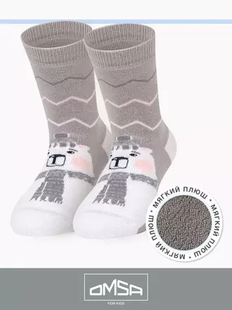 Носки детские с махровой стопой (шарфики) omsa kids calzino 21n61 grigio chiaro, , 23-26 (14-16), OMSA, - 1