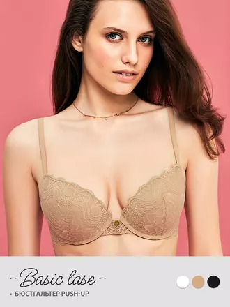 Бюстгальтер push-up minimi lace 2111 naturale, , 70C, MINIMI, - 1